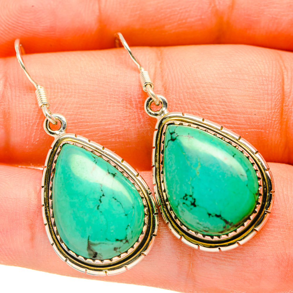 Tibetan Turquoise Earrings handcrafted by Ana Silver Co - EARR418364