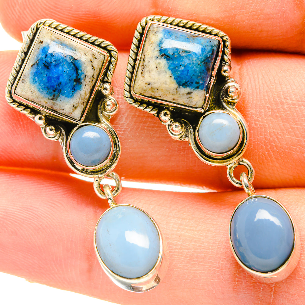 K2 Blue Azurite Earrings handcrafted by Ana Silver Co - EARR418369