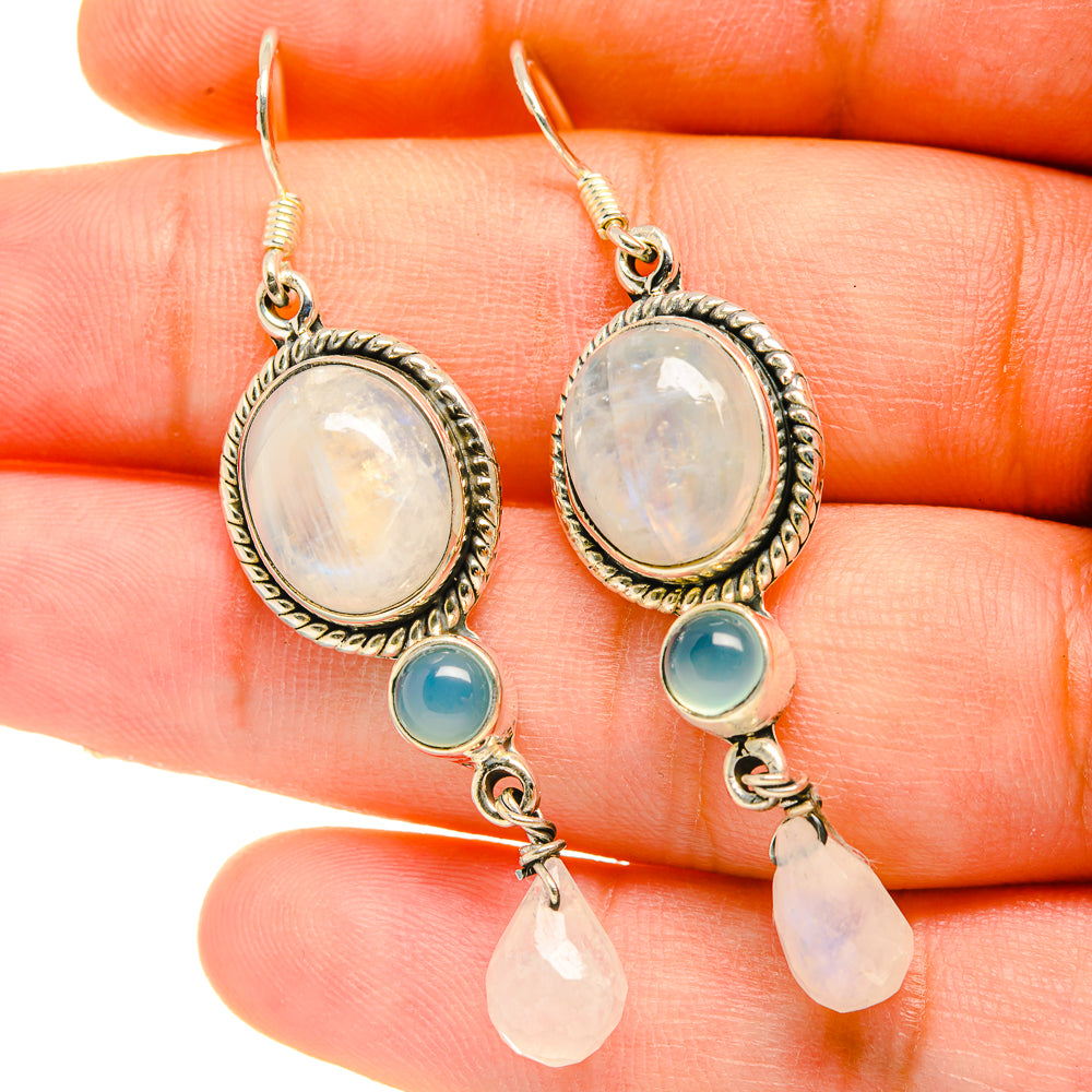 Rainbow Moonstone Earrings handcrafted by Ana Silver Co - EARR418370