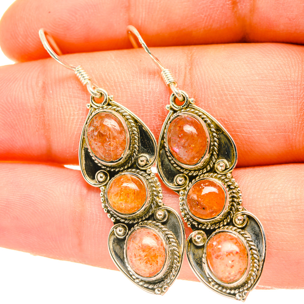 Sunstone Earrings handcrafted by Ana Silver Co - EARR418378