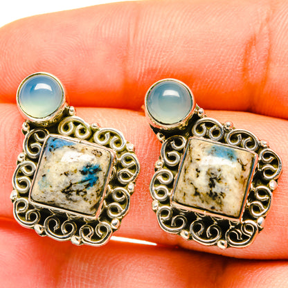 K2 Blue Azurite Earrings handcrafted by Ana Silver Co - EARR418379
