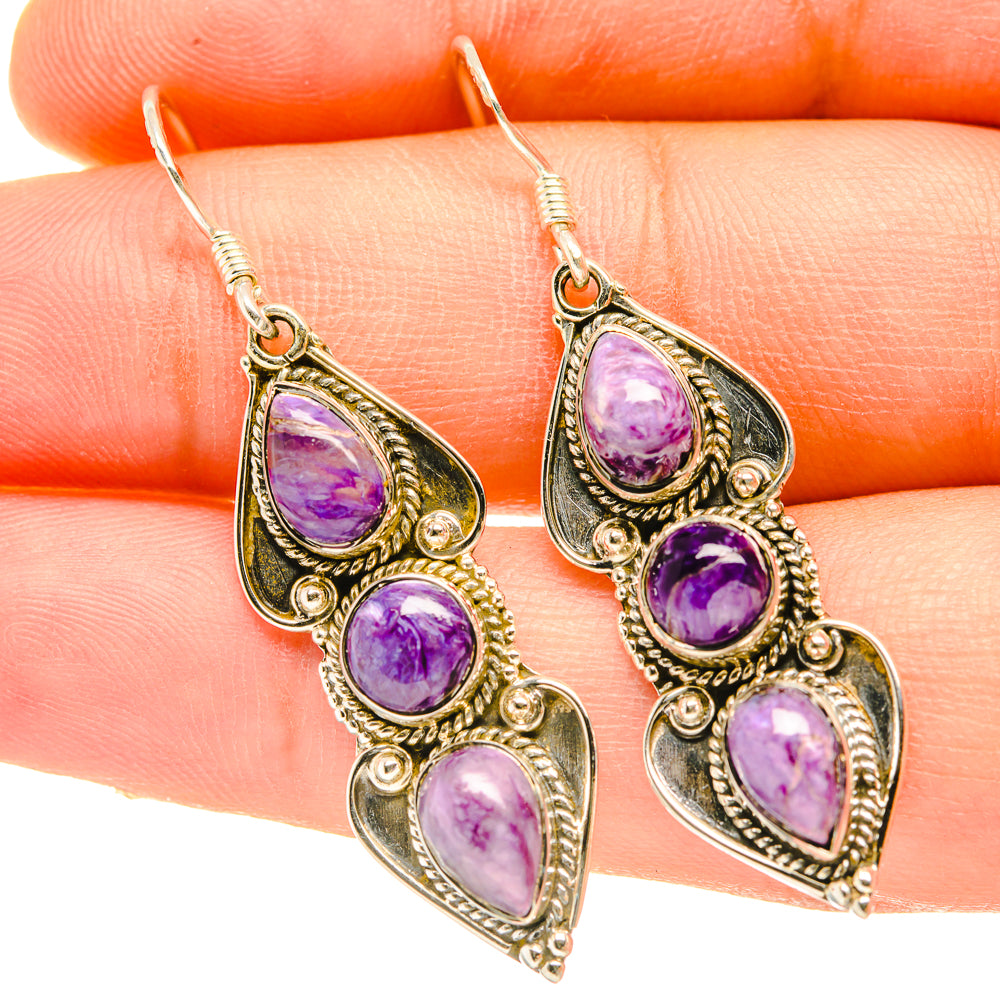 Charoite Earrings handcrafted by Ana Silver Co - EARR418384