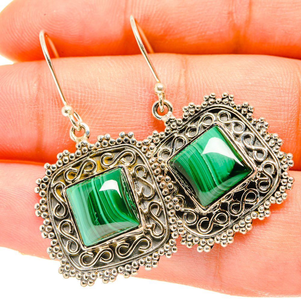 Malachite Earrings handcrafted by Ana Silver Co - EARR418389