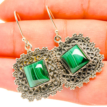 Malachite Earrings handcrafted by Ana Silver Co - EARR418389