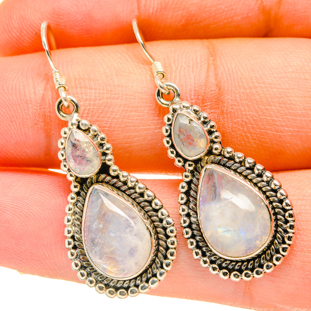 Rainbow Moonstone Earrings handcrafted by Ana Silver Co - EARR418393