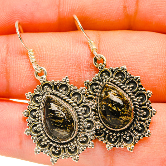 Golden Seraphinite Earrings handcrafted by Ana Silver Co - EARR418398
