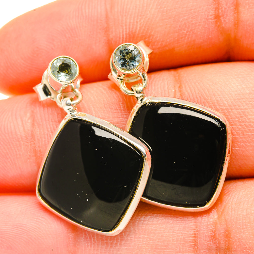 Black Onyx Earrings handcrafted by Ana Silver Co - EARR418402
