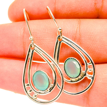 Aqua Chalcedony Earrings handcrafted by Ana Silver Co - EARR418408
