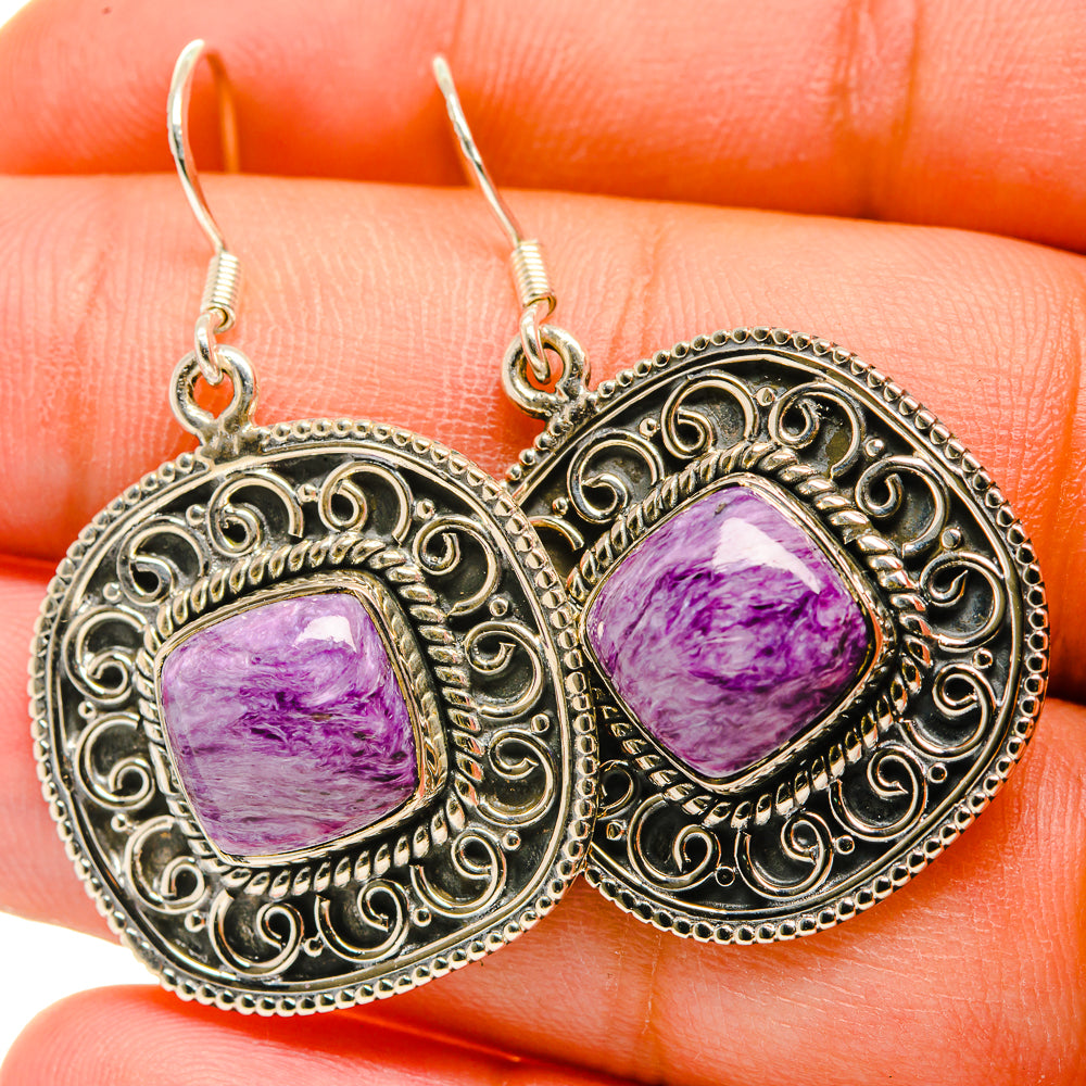 Charoite Earrings handcrafted by Ana Silver Co - EARR418422