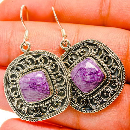 Charoite Earrings handcrafted by Ana Silver Co - EARR418422