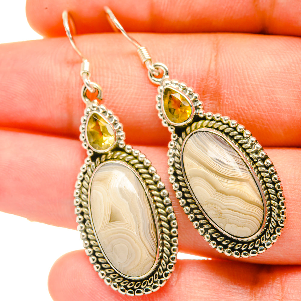 Laguna Lace Agate Earrings handcrafted by Ana Silver Co - EARR418433