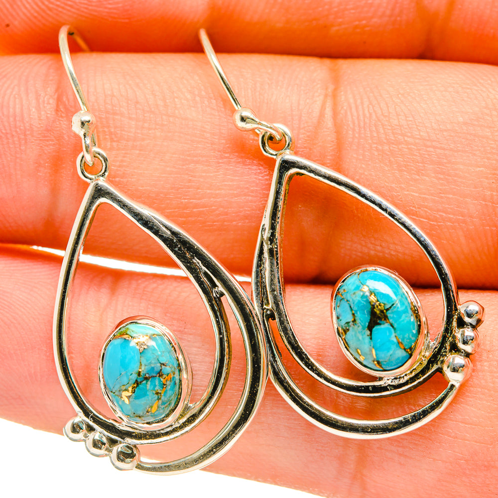 Blue Copper Composite Turquoise Earrings handcrafted by Ana Silver Co - EARR418438