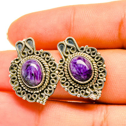 Charoite Earrings handcrafted by Ana Silver Co - EARR418440
