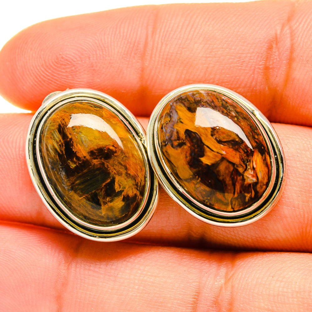 Golden Pietersite Earrings handcrafted by Ana Silver Co - EARR418449
