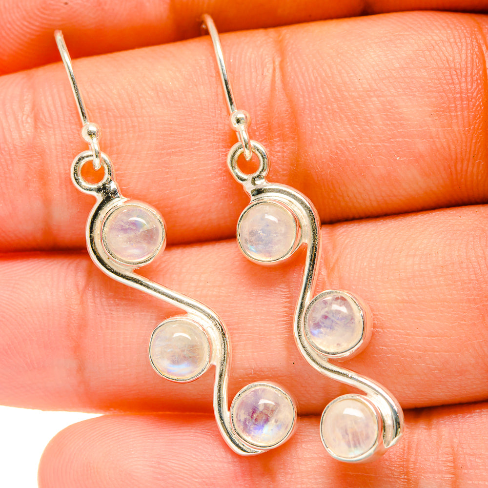 Rainbow Moonstone Earrings handcrafted by Ana Silver Co - EARR418461