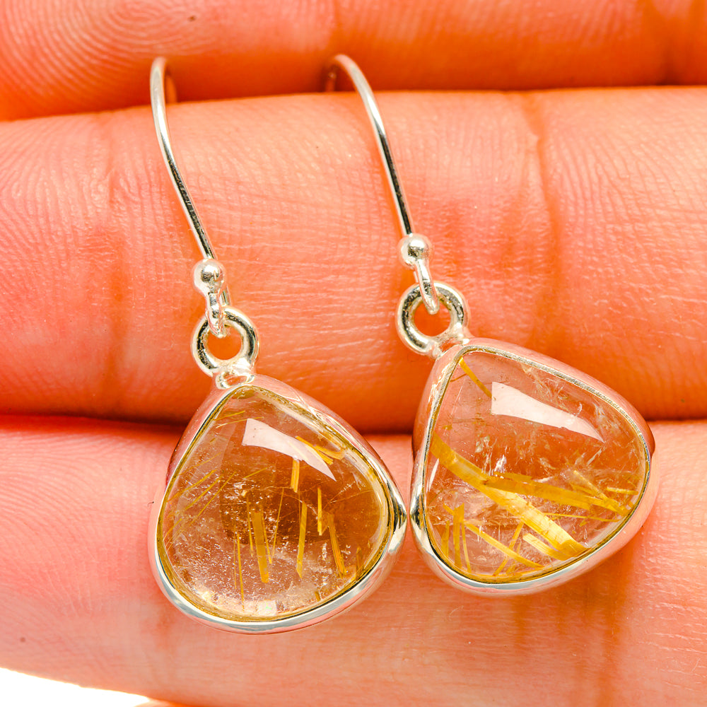Rutilated Quartz Earrings handcrafted by Ana Silver Co - EARR418465