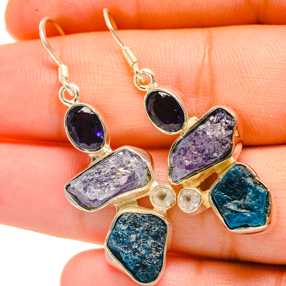 Blue Fluorite Earrings handcrafted by Ana Silver Co - EARR418471