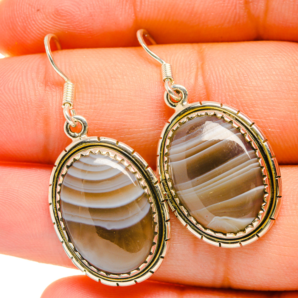Botswana Agate Earrings handcrafted by Ana Silver Co - EARR418473