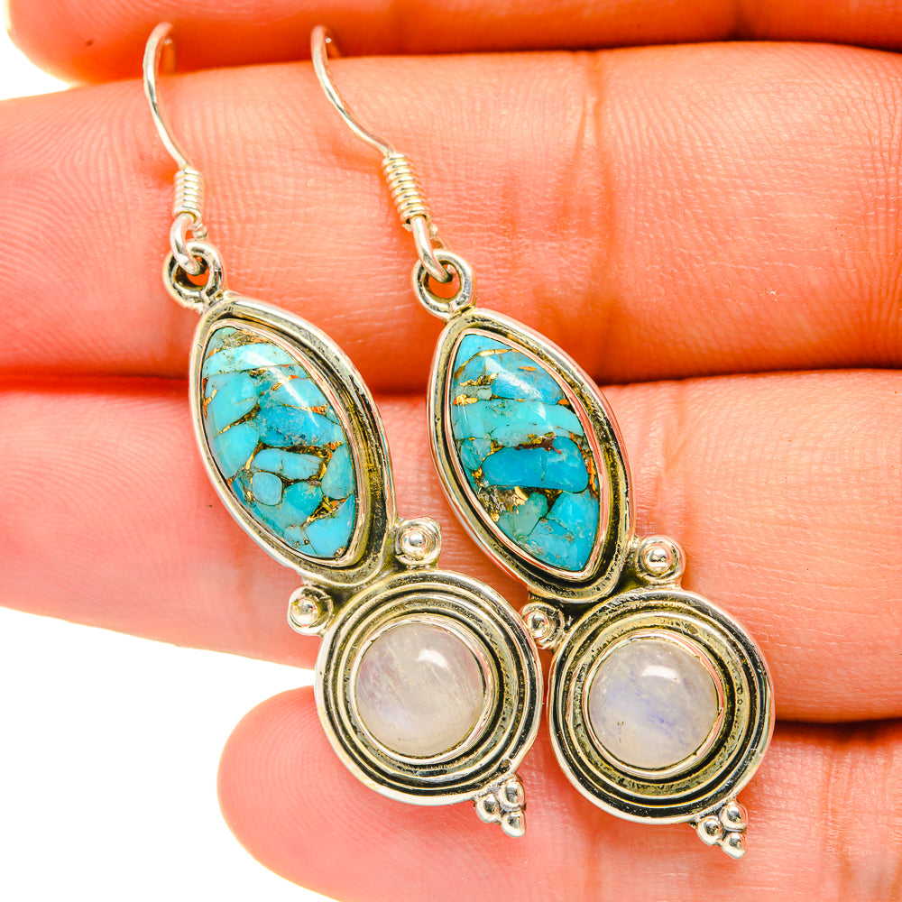 Blue Copper Composite Turquoise Earrings handcrafted by Ana Silver Co - EARR418476