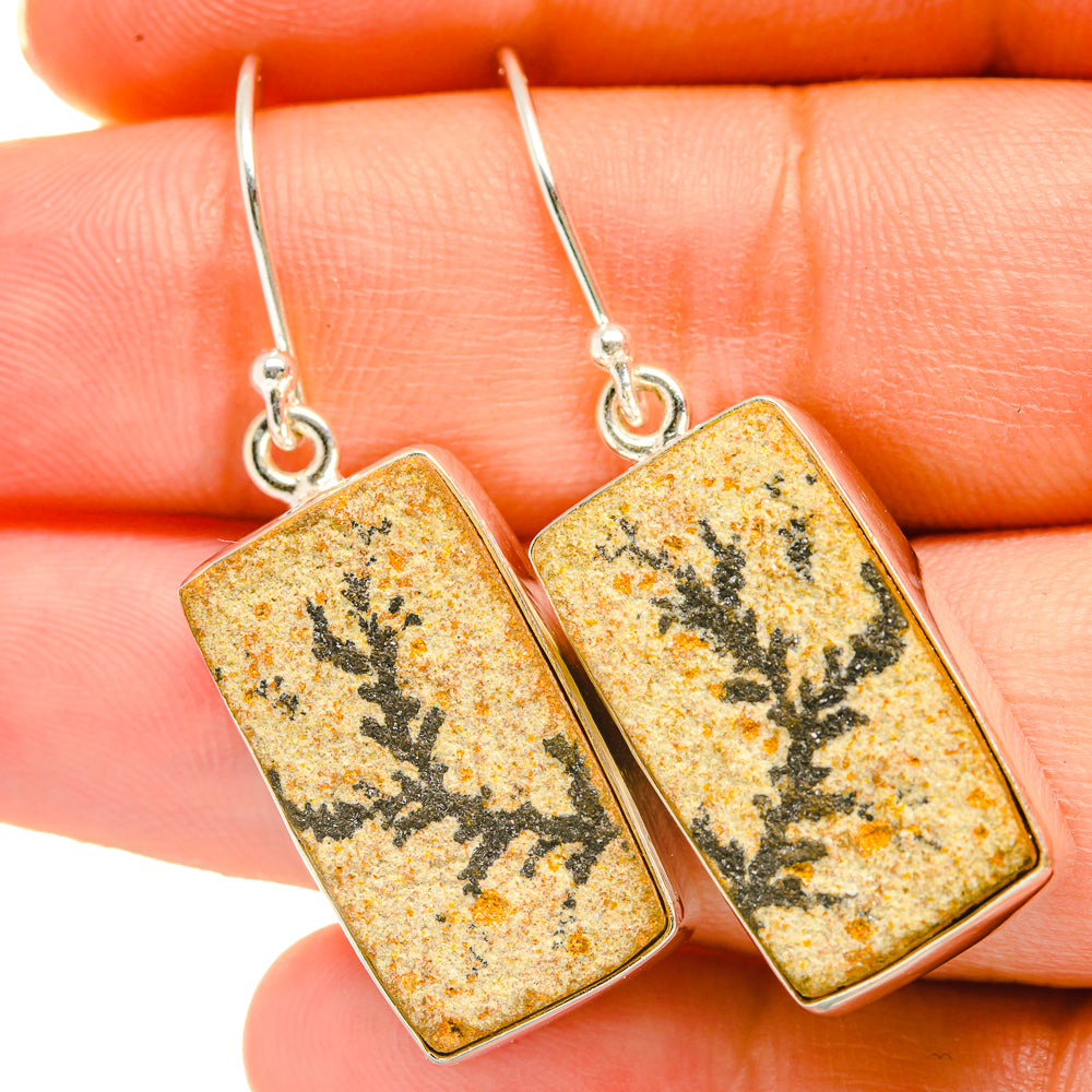 Germany Psilomelane Dendrite Earrings handcrafted by Ana Silver Co - EARR418484