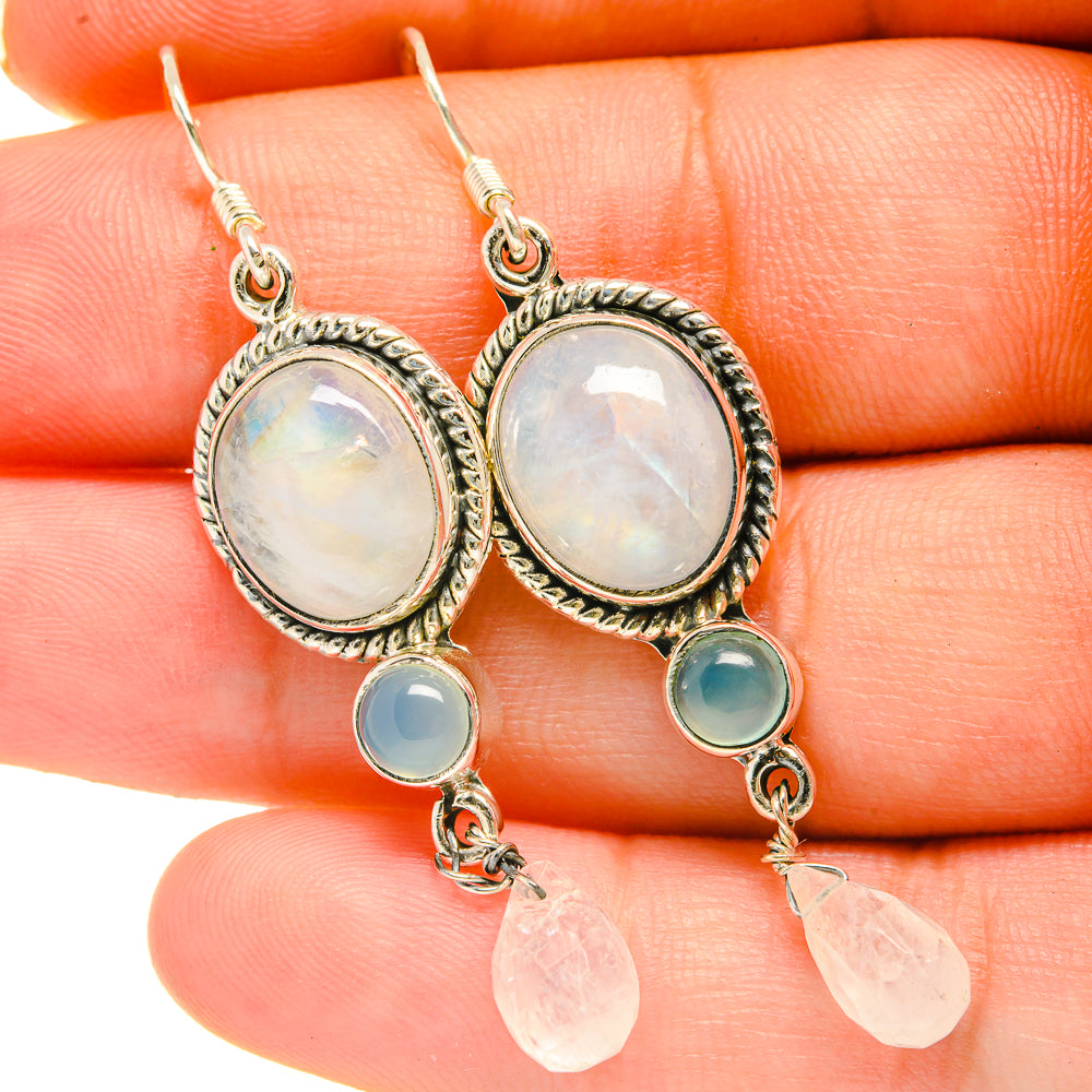 Rainbow Moonstone Earrings handcrafted by Ana Silver Co - EARR418486