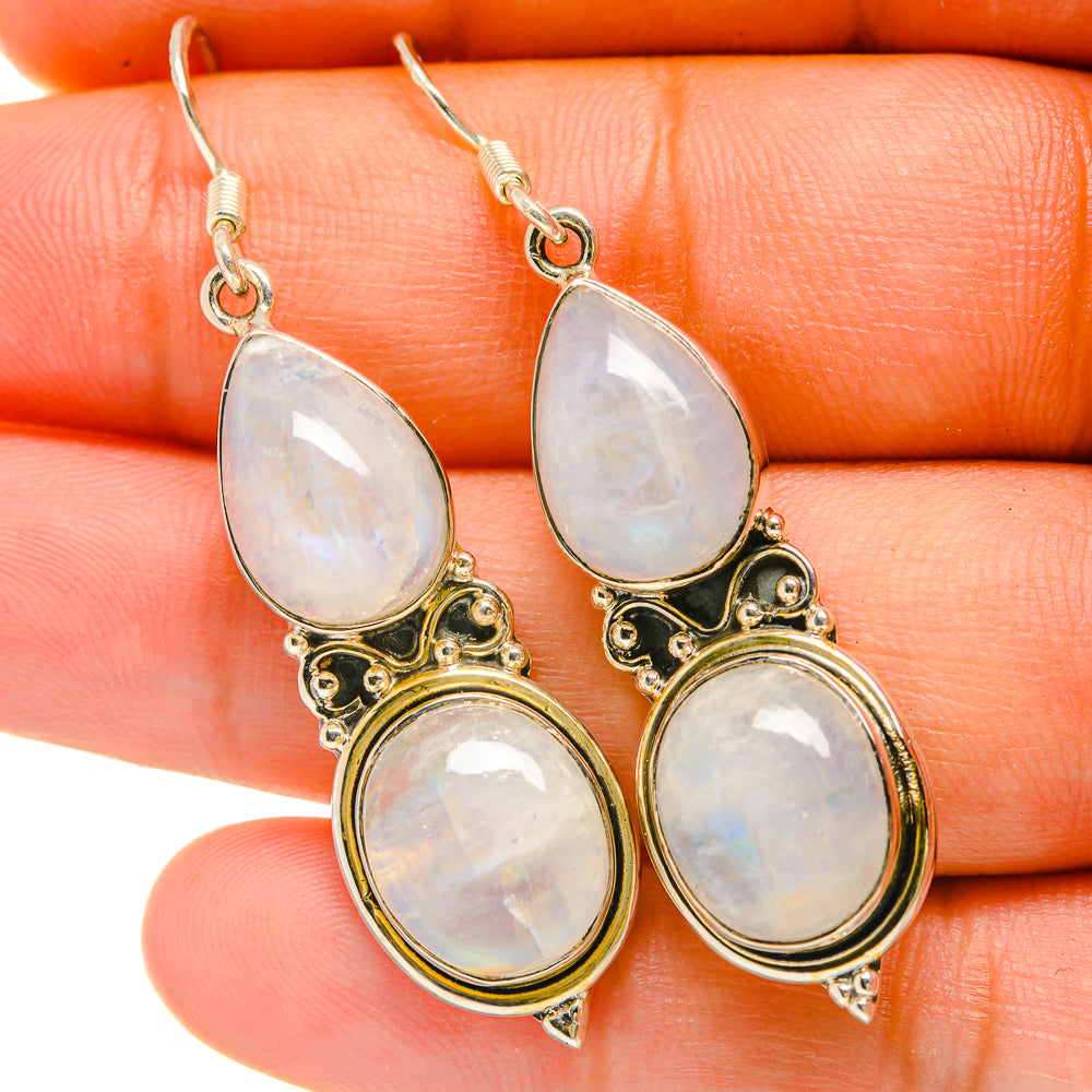 Rainbow Moonstone Earrings handcrafted by Ana Silver Co - EARR418494