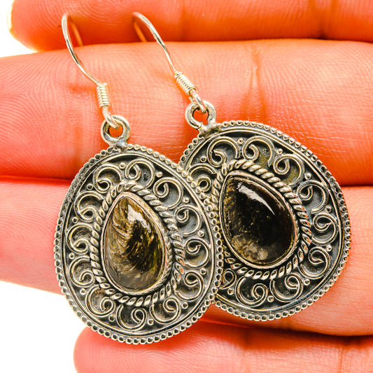 Golden Seraphinite Earrings handcrafted by Ana Silver Co - EARR418495