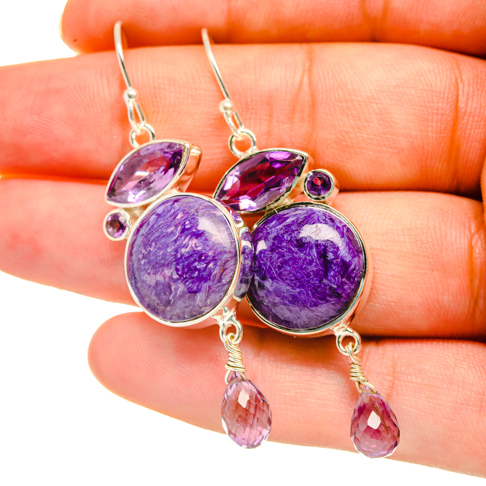 Charoite Earrings handcrafted by Ana Silver Co - EARR418505