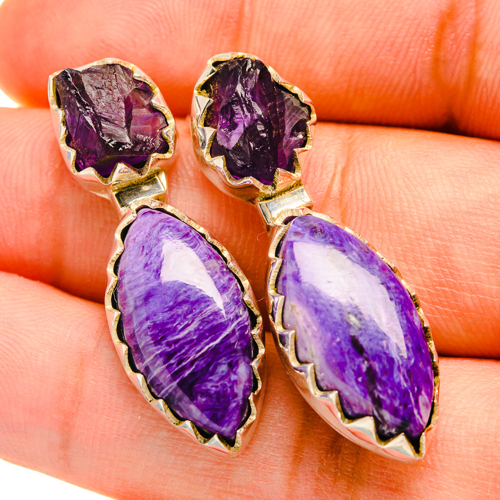 Charoite Earrings handcrafted by Ana Silver Co - EARR418523