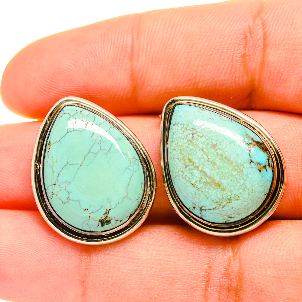 Tibetan Turquoise Earrings handcrafted by Ana Silver Co - EARR418527