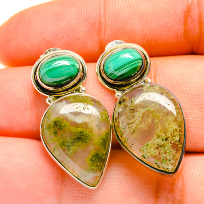 Green Moss Agate Earrings handcrafted by Ana Silver Co - EARR418530