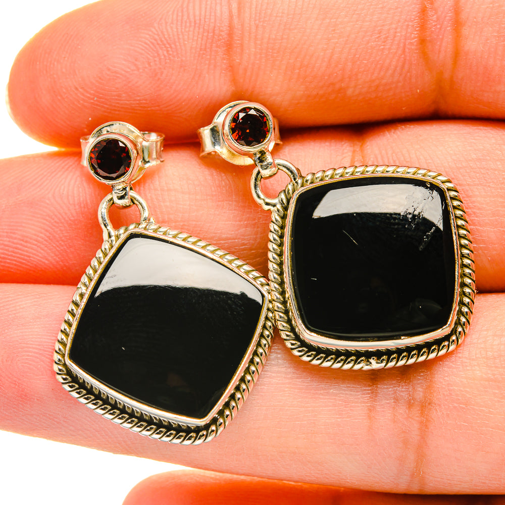 Black Onyx Earrings handcrafted by Ana Silver Co - EARR418540