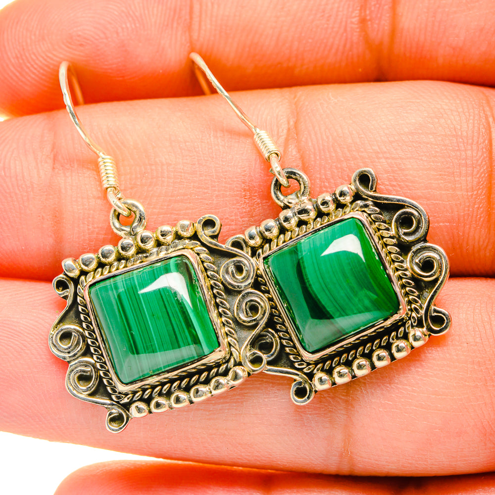 Malachite Earrings handcrafted by Ana Silver Co - EARR418542