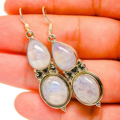 Rainbow Moonstone Earrings handcrafted by Ana Silver Co - EARR418565