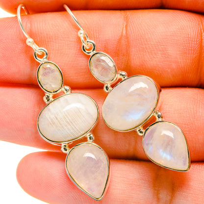 Rainbow Moonstone Earrings handcrafted by Ana Silver Co - EARR418571