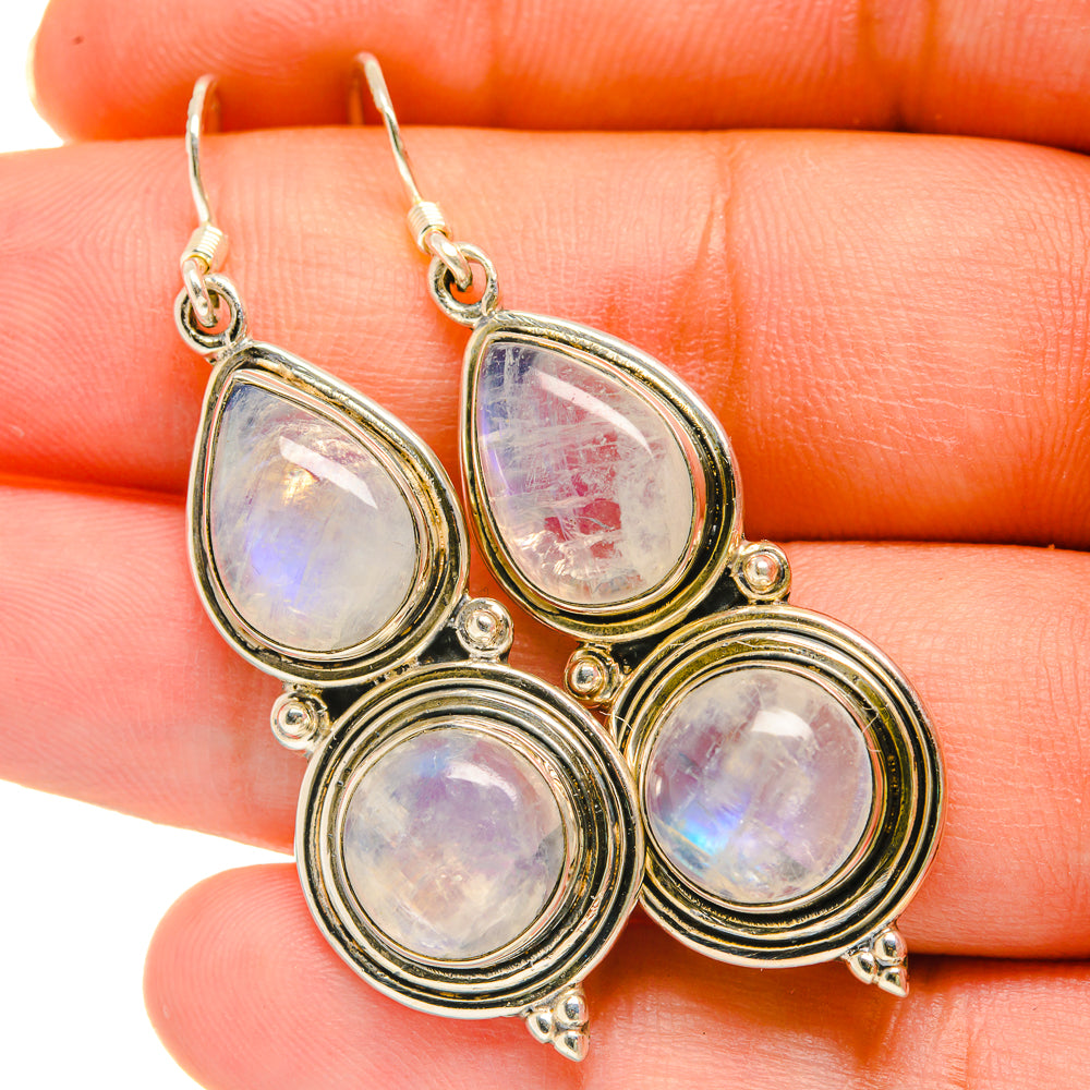 Rainbow Moonstone Earrings handcrafted by Ana Silver Co - EARR418579