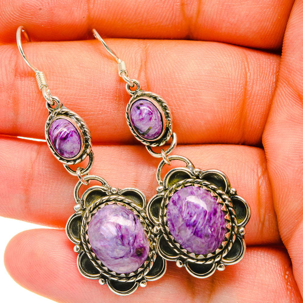 Charoite Earrings handcrafted by Ana Silver Co - EARR418585