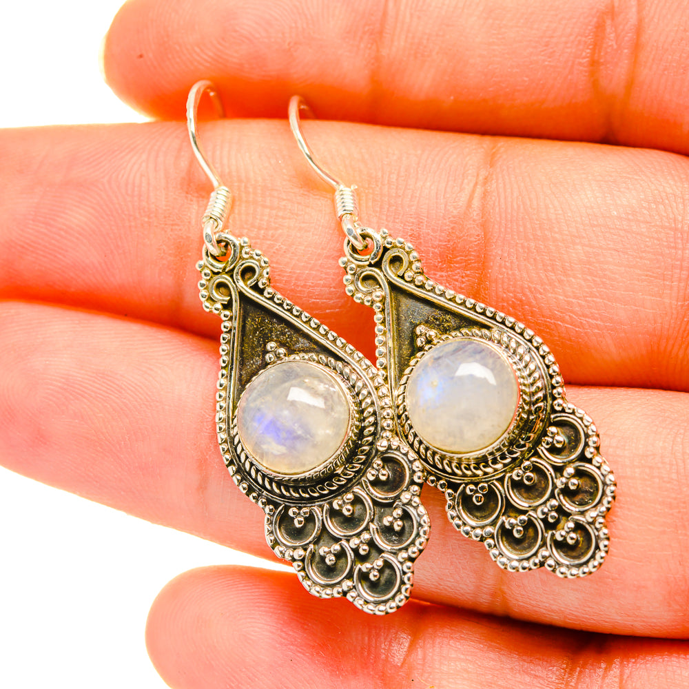 Rainbow Moonstone Earrings handcrafted by Ana Silver Co - EARR418598