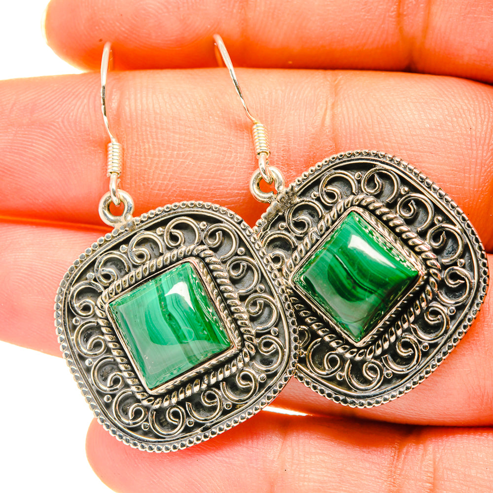 Malachite Earrings handcrafted by Ana Silver Co - EARR418602
