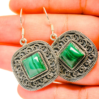 Malachite Earrings handcrafted by Ana Silver Co - EARR418602
