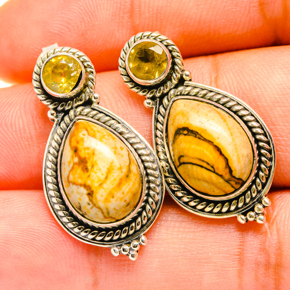 Picture Jasper Earrings handcrafted by Ana Silver Co - EARR418622