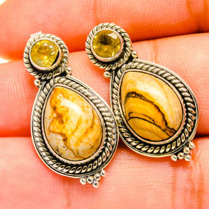 Picture Jasper Earrings handcrafted by Ana Silver Co - EARR418622