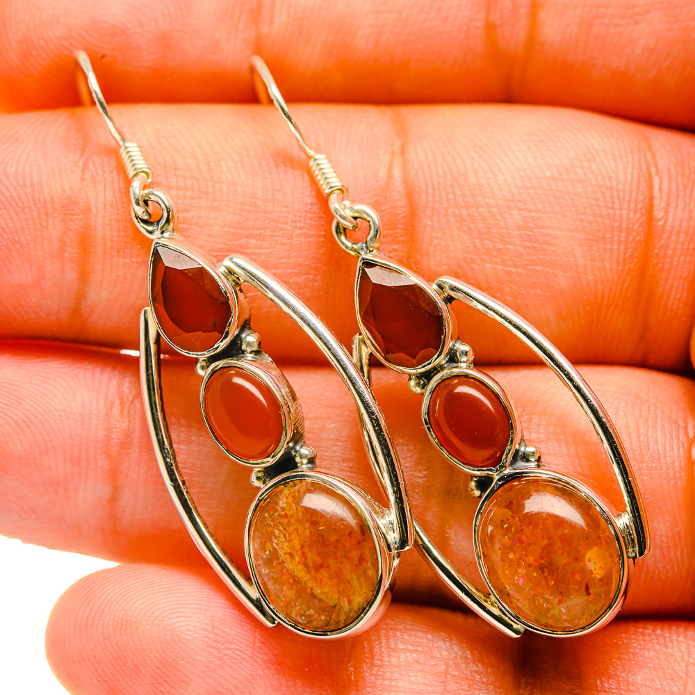Sunstone Earrings handcrafted by Ana Silver Co - EARR418625