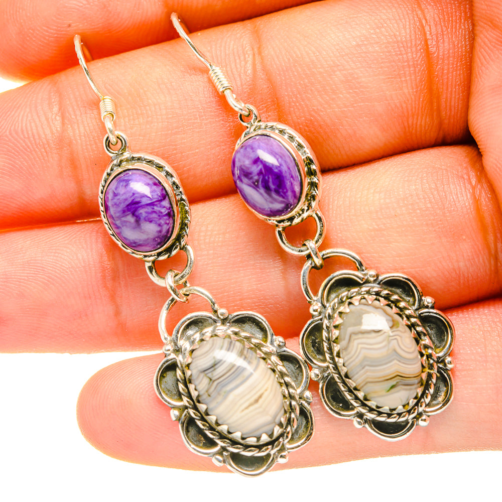 Laguna Lace Agate Earrings handcrafted by Ana Silver Co - EARR418626