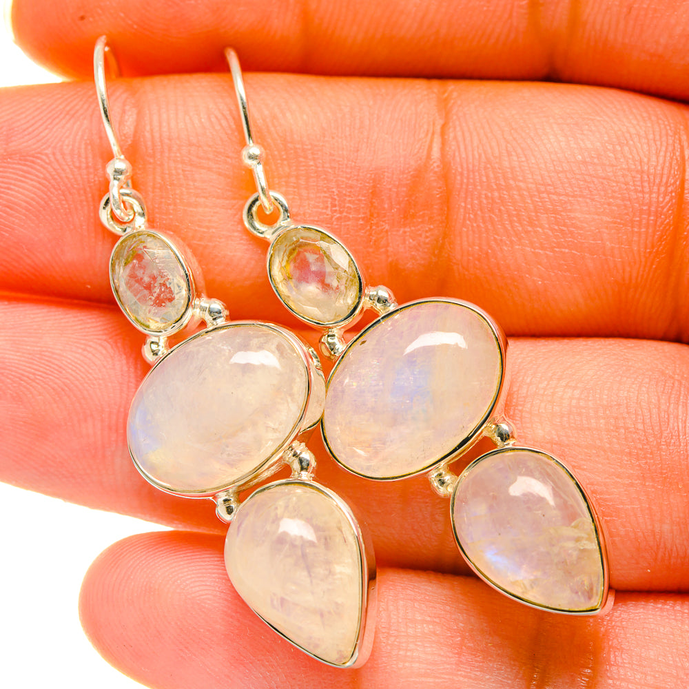 Rainbow Moonstone Earrings handcrafted by Ana Silver Co - EARR418631