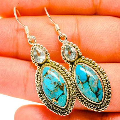 Blue Copper Composite Turquoise Earrings handcrafted by Ana Silver Co - EARR418639