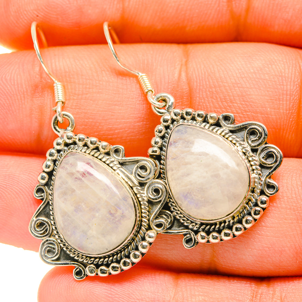 Rainbow Moonstone Earrings handcrafted by Ana Silver Co - EARR418645