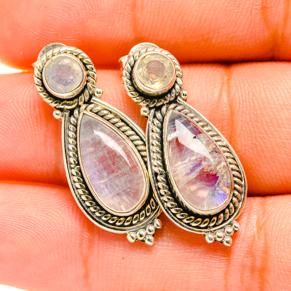 Rainbow Moonstone Earrings handcrafted by Ana Silver Co - EARR418649