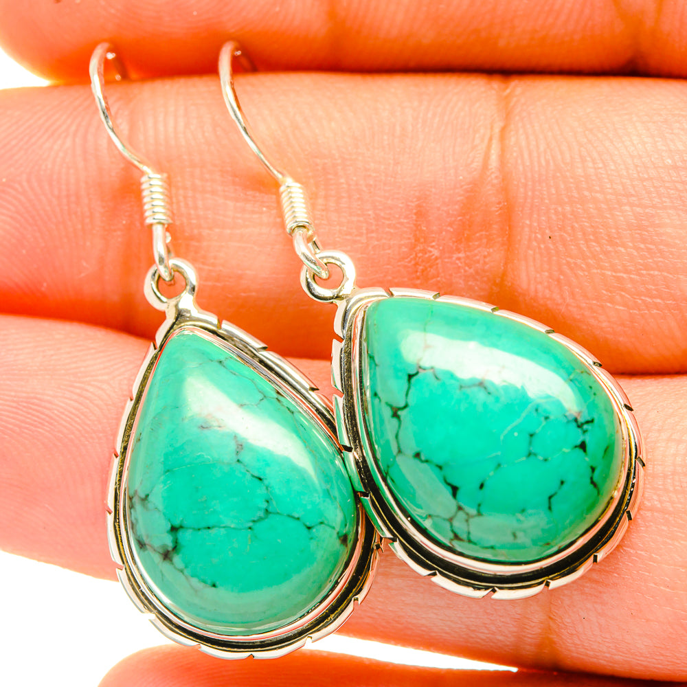 Tibetan Turquoise Earrings handcrafted by Ana Silver Co - EARR418652