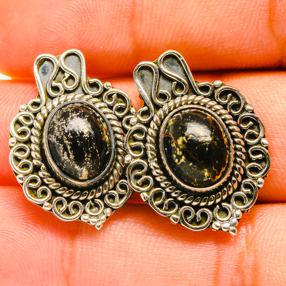 Golden Seraphinite Earrings handcrafted by Ana Silver Co - EARR418655